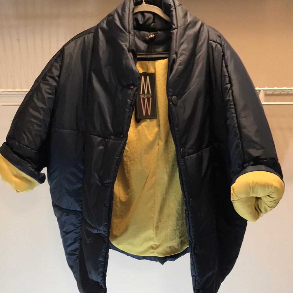 Marla Wynn Navy/Chartreuse Puffer and Pouch Women